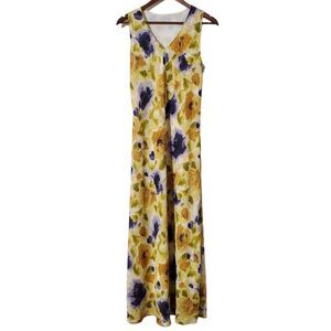 Lapis Vintage Floral Maxi Dress M Y2K 90s Watercolor Sleeveless Bohemian Womens